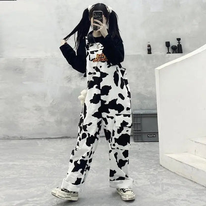 2025 Streetwear Jumpsuit Cow Inspired Design Trousers