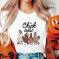 Women's T-shirt, Casual Halloween Chick or Treat Print T-shirt
