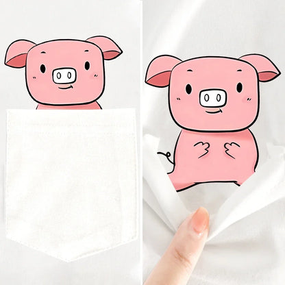 Cute Pocket Piggy T-Shirts For Men & Woman