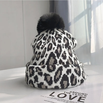 Trendy New Autumn & Leopard Print Bobble Hat
