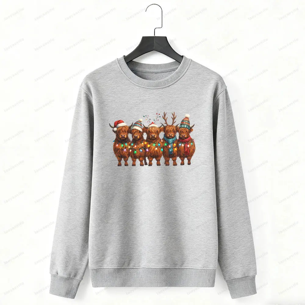 Christmas Highland Cow Hoodie