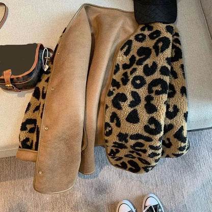 New Vintage Leopard Print Winter Warm Coats