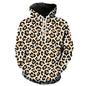 3D Printed Leopard Print Pull Over Hoodie