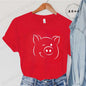 Cute Cartoon Pig Print Women's Summer T Shirt