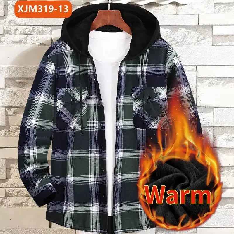 Thickened Flannel Plaid Hoodie