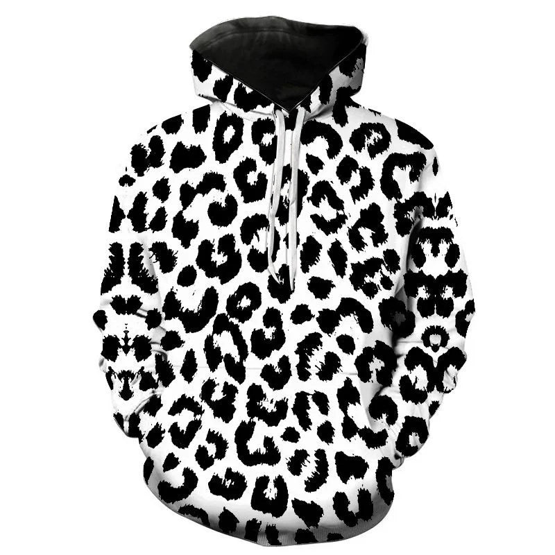 3D Printed Leopard Print Pull Over Hoodie