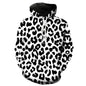 3D Printed Leopard Print Pull Over Hoodie
