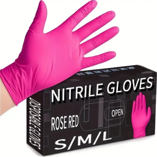 20/50/100PCS Pink Nitrile Gloves Disposable Gloves