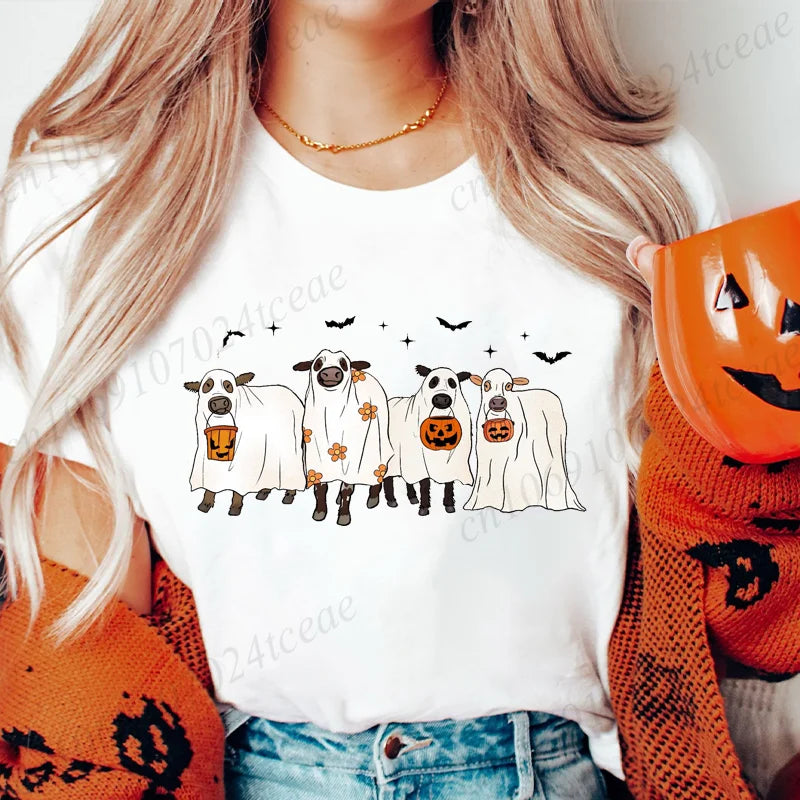 Cow Halloween Print Women's T-Shirt
