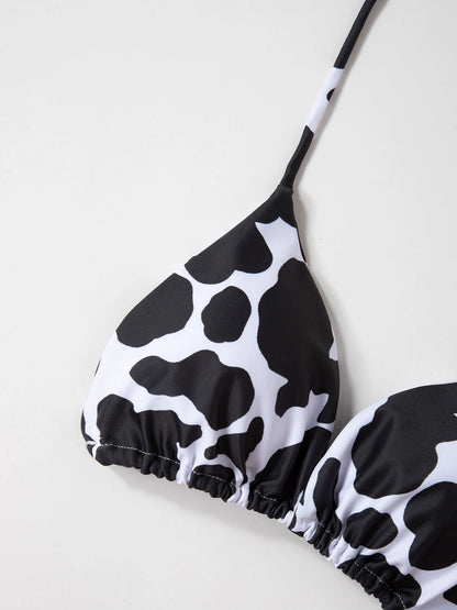 Cow Print Bikini Two Piece Swimsuit Bandage Bikinis Set