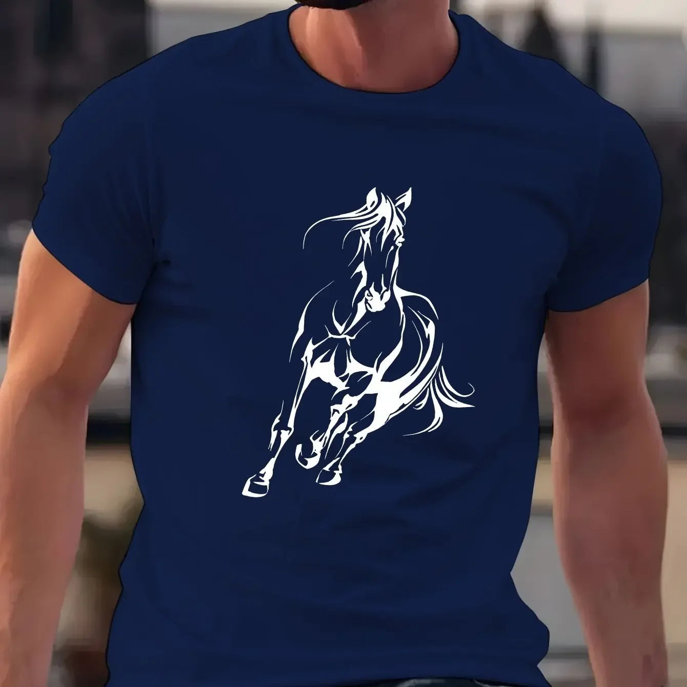 Men's Horse Running Print T-Shirt