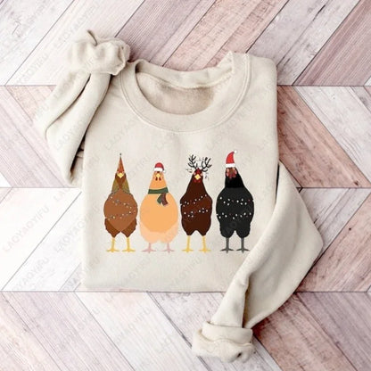 Christmas Chickens Holiday Crewneck Sweatshirt