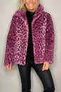Fashionable Leopard Print Plush Mid-Length Jacket