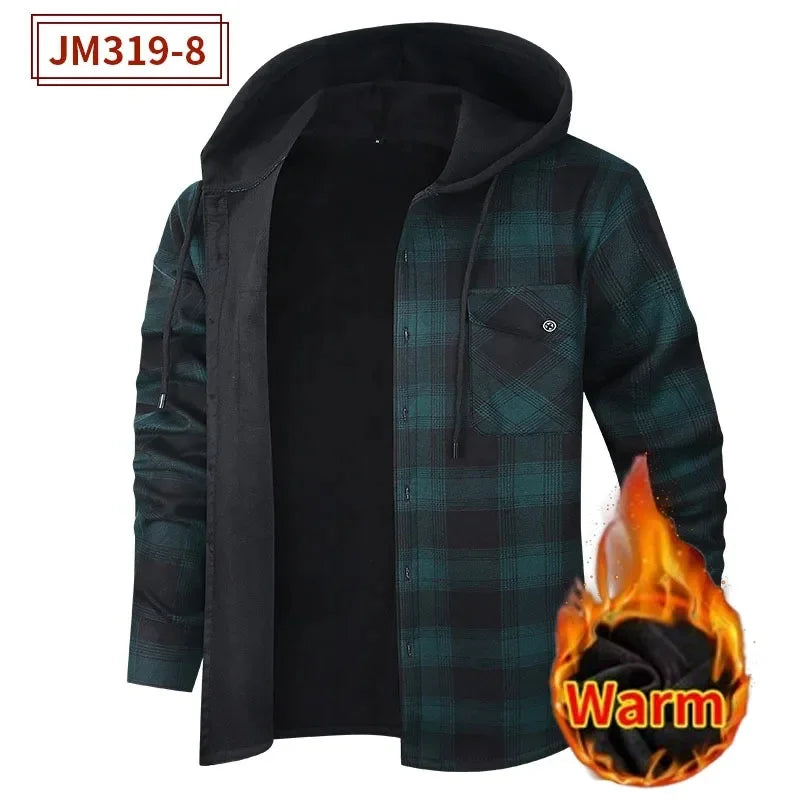 Thickened Flannel Plaid Hoodie
