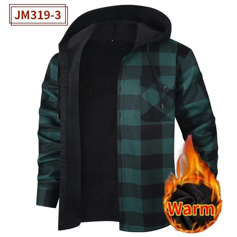 Thickened Flannel Plaid Hoodie