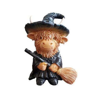 Seasonal Tabletop Ornament Resin Christmas/Halloween Highland Cow Statue