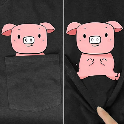 Cute Pocket Piggy T-Shirts For Men & Woman