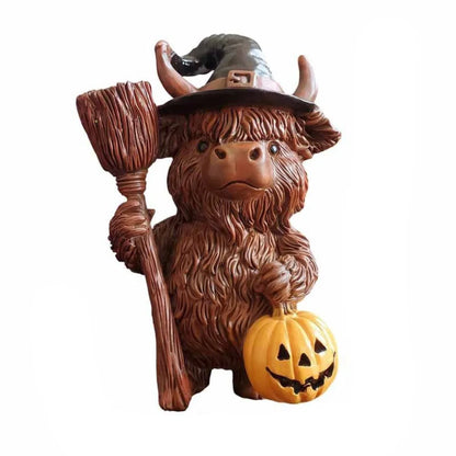 Seasonal Tabletop Ornament Resin Christmas/Halloween Highland Cow Statue
