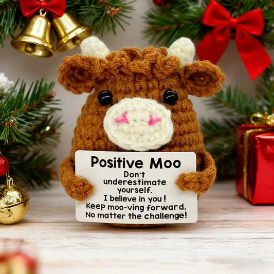 Handmade Positive Crochet Cow Desktop Decorations