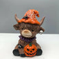 Halloween Spider, Pumpkin Highland Cow Desktop Statue