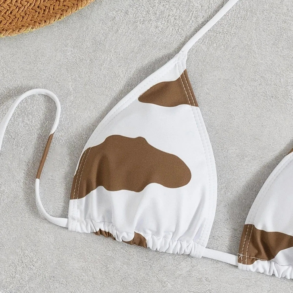 3-Piece Bikini Set Cow Print Swimwear
