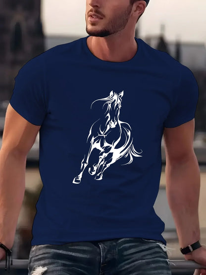 Men's Horse Running Print T-Shirt