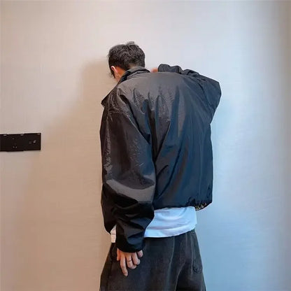 Double-Sided American Retro Cotton Jacket With Leopard Print Design