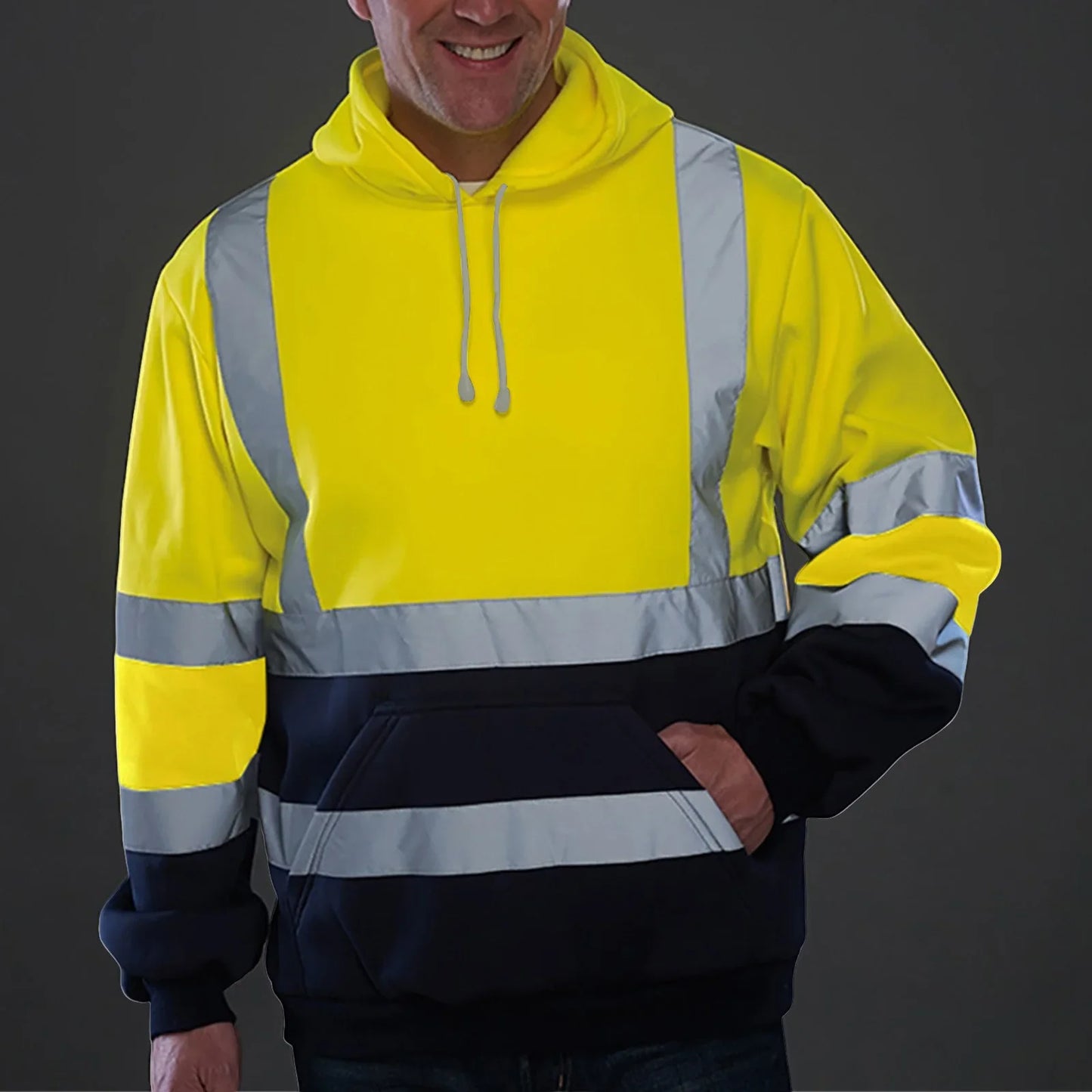 Men's Fleece Lined Reflective Outdoor Hoodie