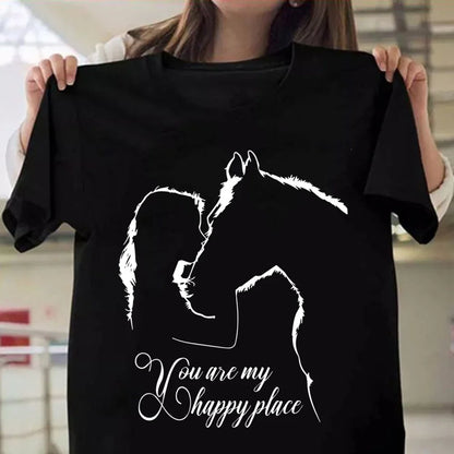 Horse And Girl Print T-shirts