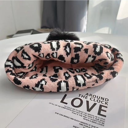Trendy New Autumn & Leopard Print Bobble Hat