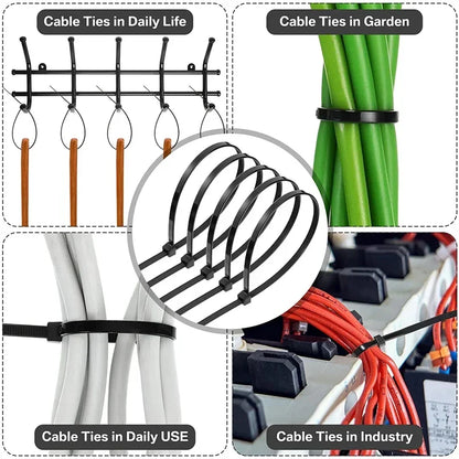 1000/100Pcs Nylon Cable Ties