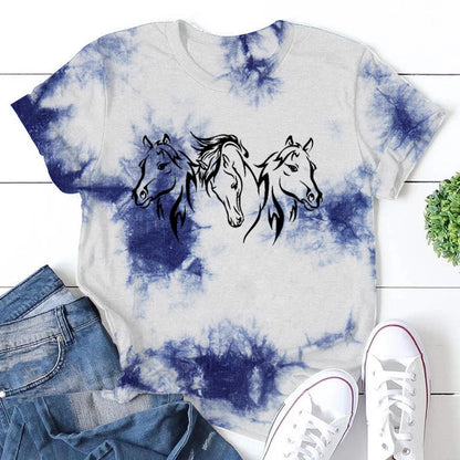 Water Horse Print T-Shirts
