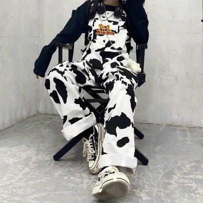 2025 Streetwear Jumpsuit Cow Inspired Design Trousers