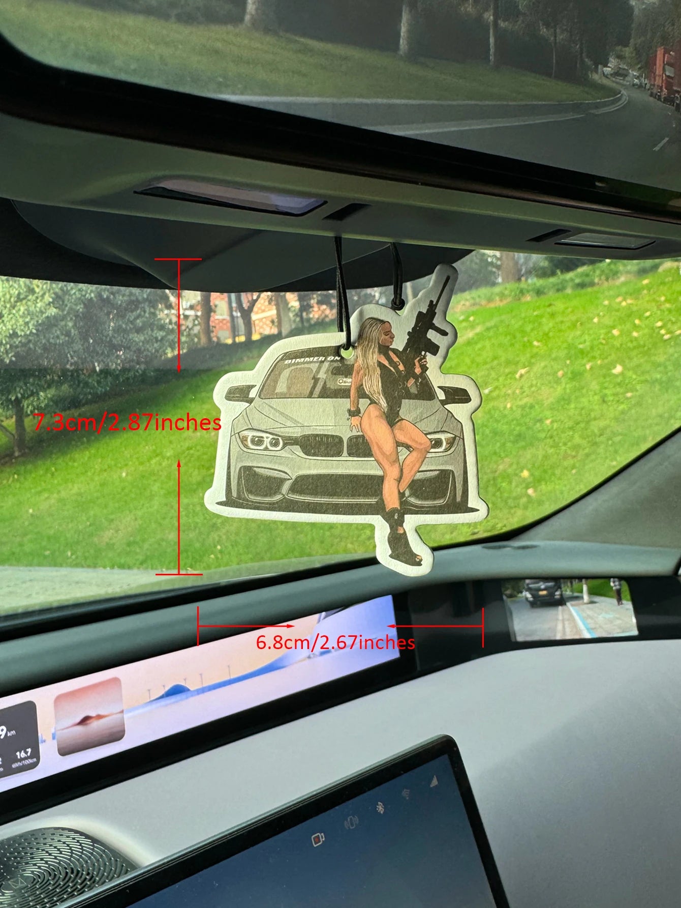 Gun Girl Design Rearview Mirror Decoration - Car Air Freshener