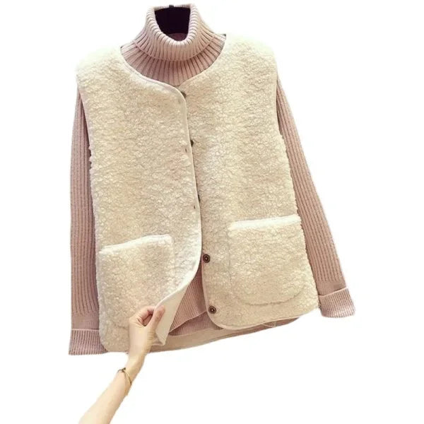 New Winter Women's Sheep Velvet Vest Jacket