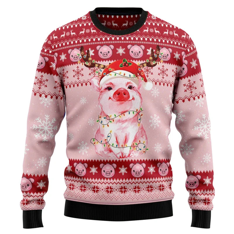 Cute Pig Graphic Christmas Sweater