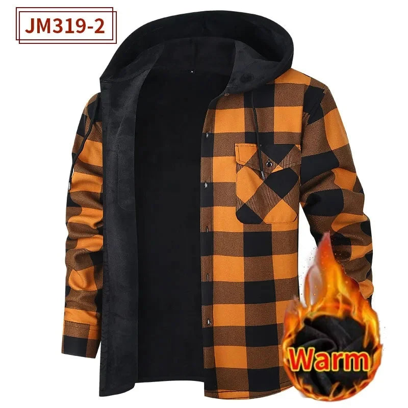 Thickened Flannel Plaid Hoodie
