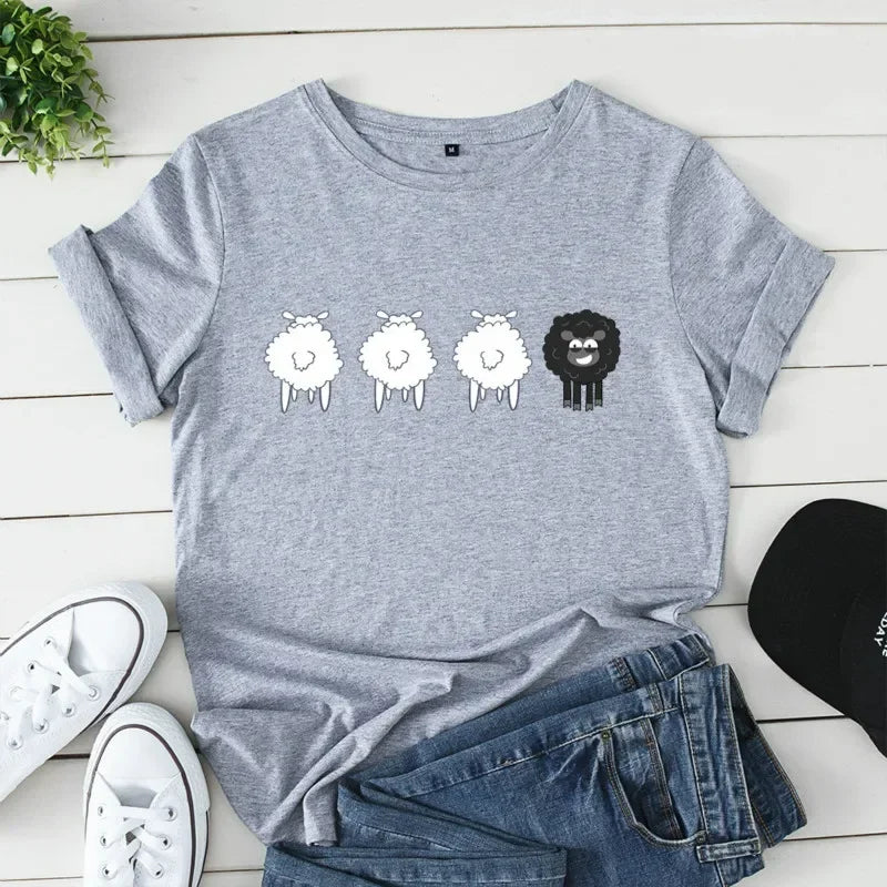 Woman's Sheep Graphic Short Sleeve T-Shirt