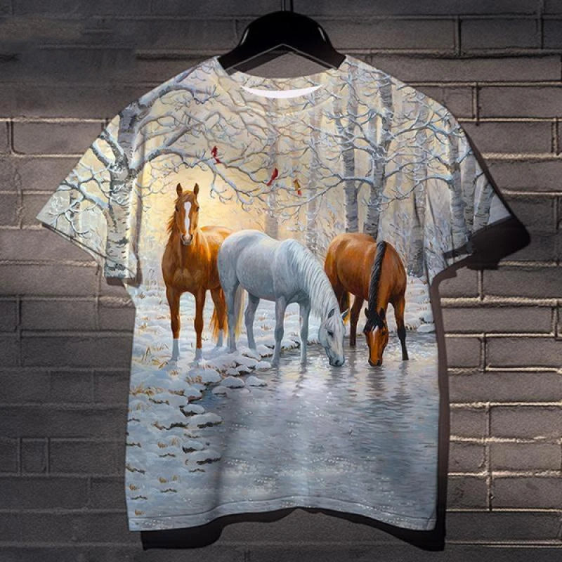 3D Horse Printed Designed T-Shirts