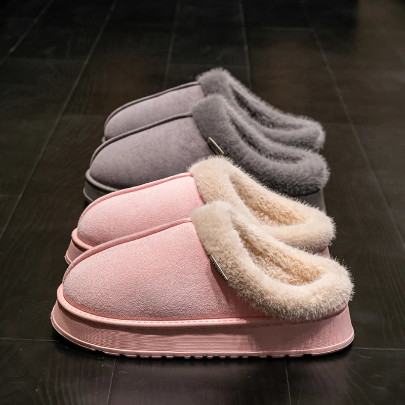 New Fluffy Winter Slippers with Thick Sole for Indoors