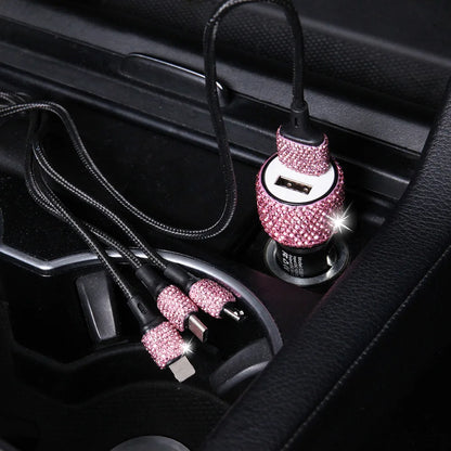 New Bling USB Car Charger 5V 2.1A Dual Port Fast Adapter