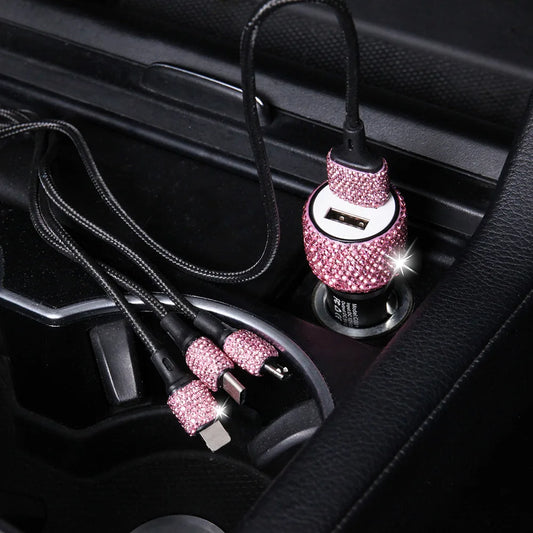 New Bling USB Car Charger 5V 2.1A Dual Port Fast Adapter
