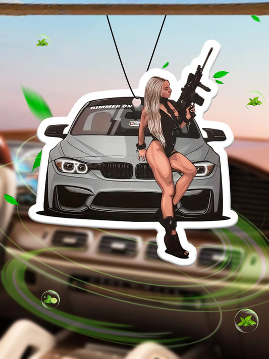 Gun Girl Design Rearview Mirror Decoration - Car Air Freshener