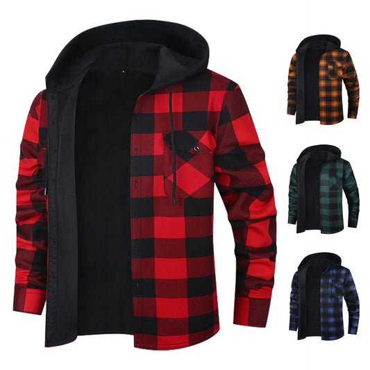 Thickened Flannel Plaid Hoodie
