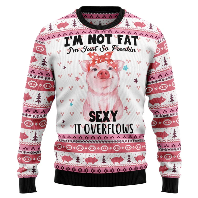Cute Pig Graphic Christmas Sweater