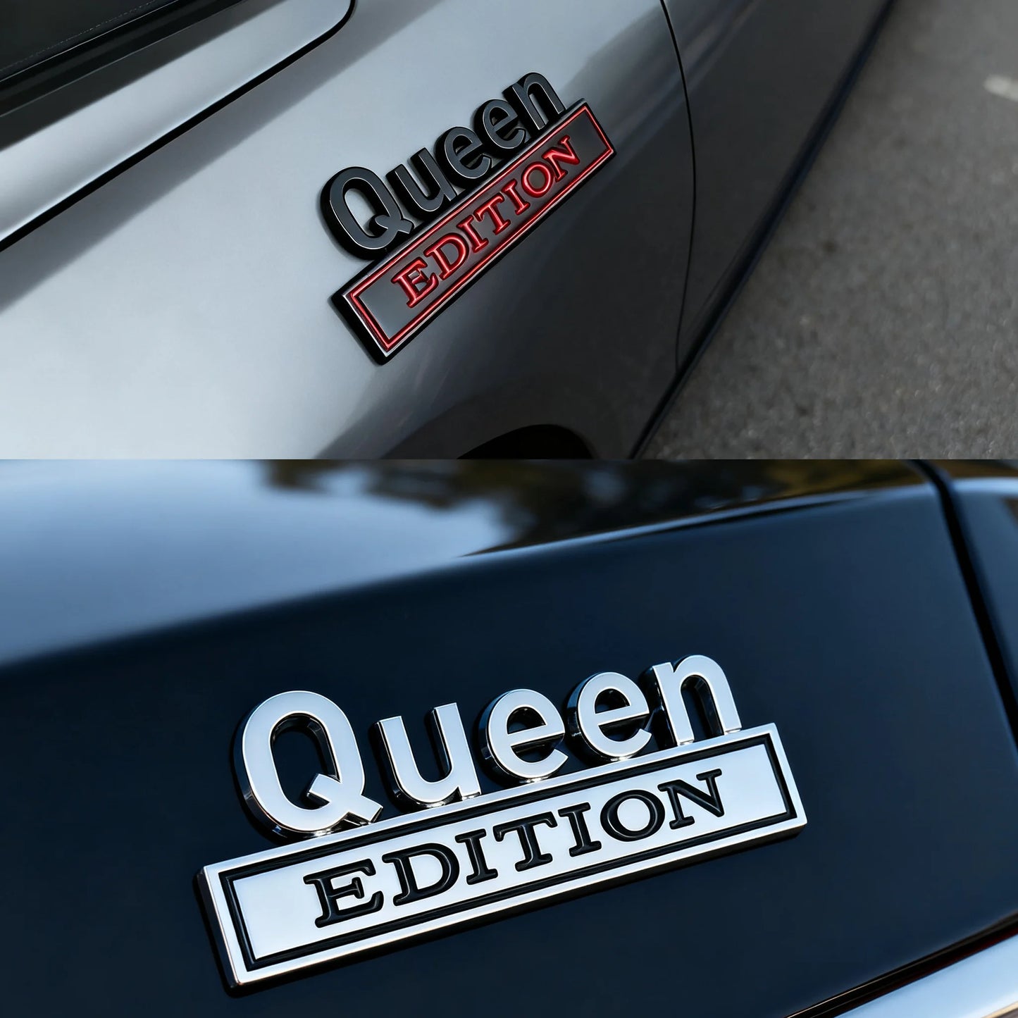 1/2PC QUEEN EDITION 3D Metal Chrome Car Styling Decals Sticker