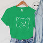 Cute Cartoon Pig Print Women's Summer T Shirt