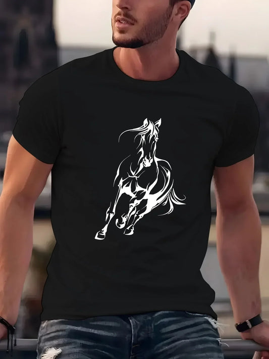 Men's Horse Running Print T-Shirt