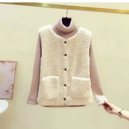 New Winter Women's Sheep Velvet Vest Jacket