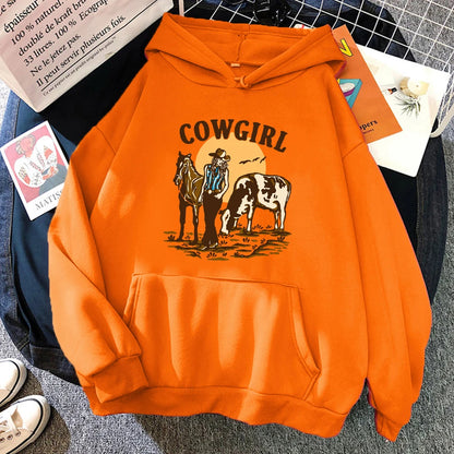 The Cowgirl And Her Cow & Horse Hoodie